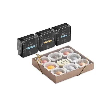 Caja de regalo con 3 tés Zen y 9 bombones